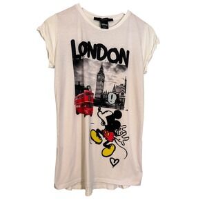 Disney Sugarbird Mickey Mouse London Graphic T Shirt White Size‎ 8